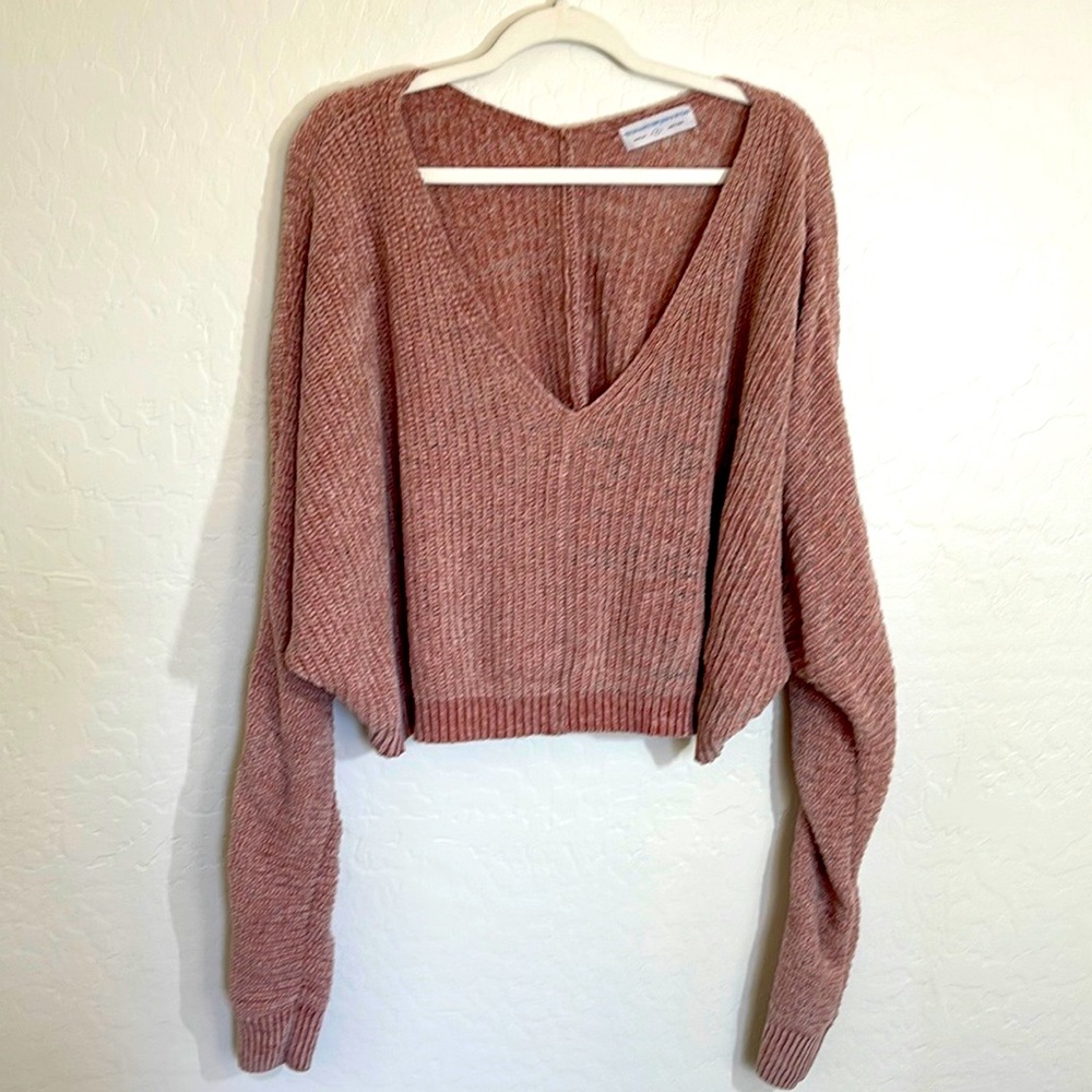 Women’s You Can Always Come Crash At My Place Pink Medium Oversized Crop Sweater